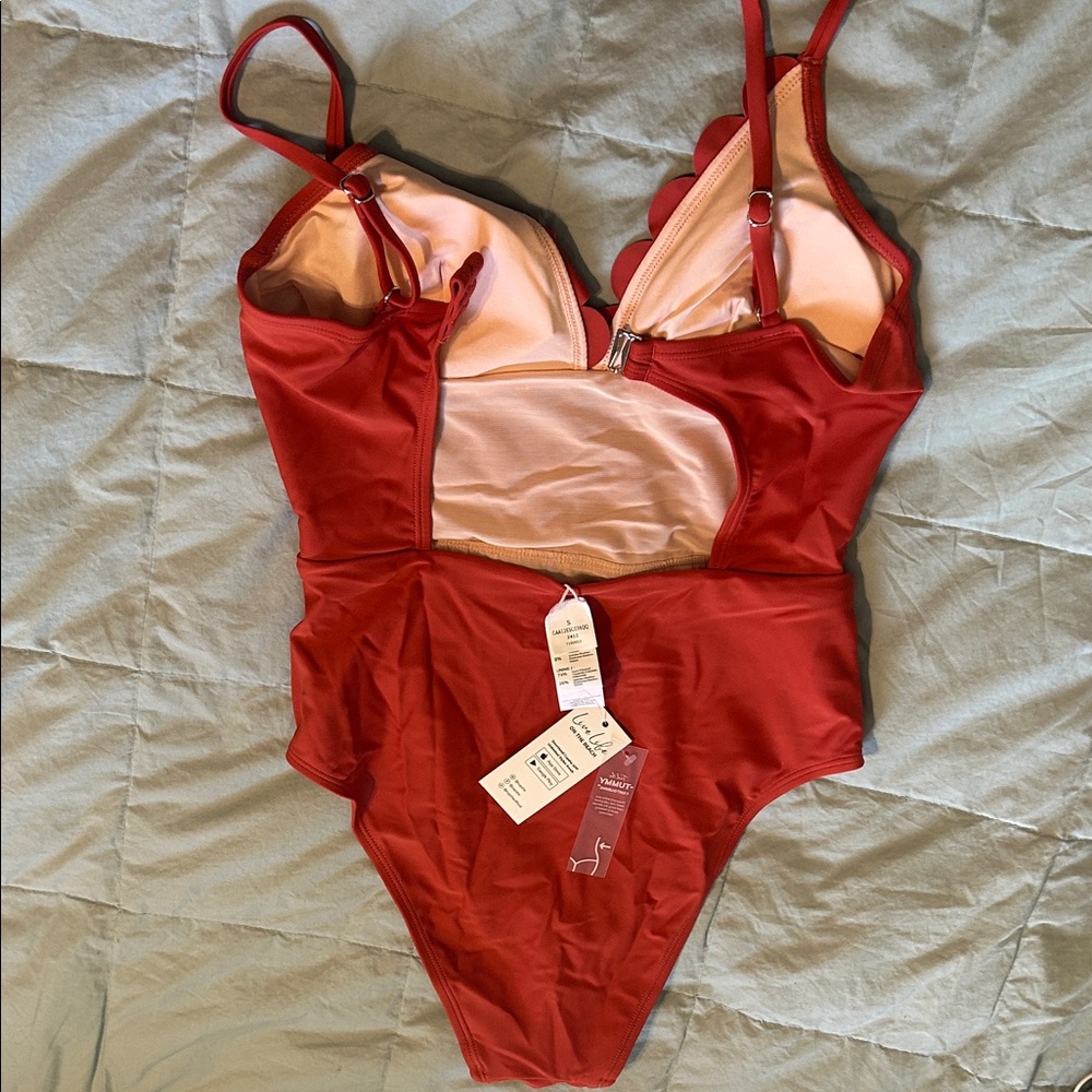Cupshe Terracotta Scallop One-Piece Swimsuit - NWT - Picture 5 of 7
